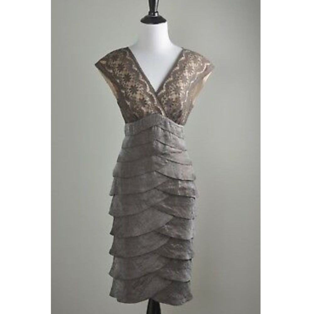 Adrianna Papell bronze tiered cocktail dress